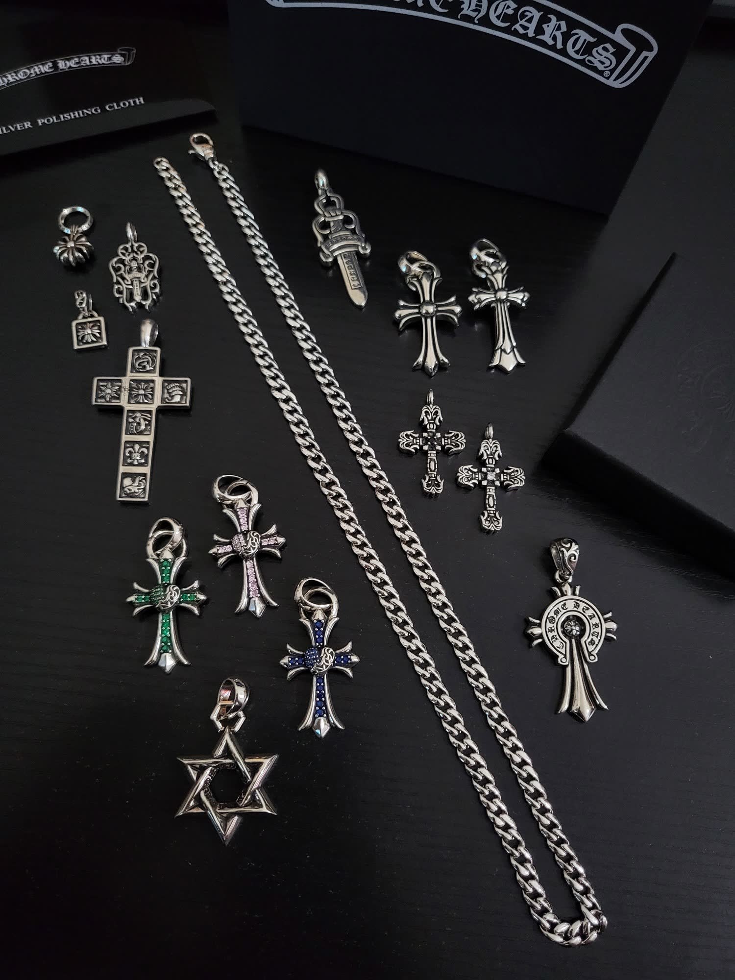 Chrome Hearts Silver Cross Pendant Set